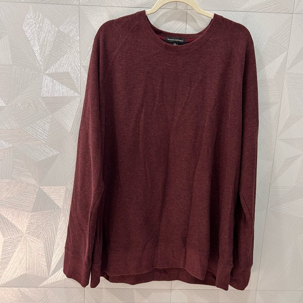 Banana Republic Long Sleeve Crew Neck Sweater Men Size XXL Burgundy Cotton Blend